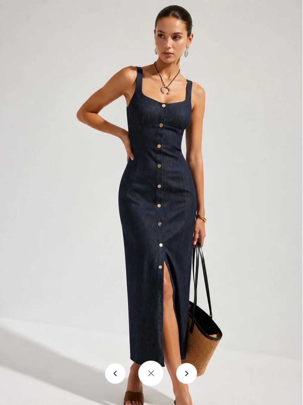 NWT Commense Button Front Denim Midi Dress Sz XL